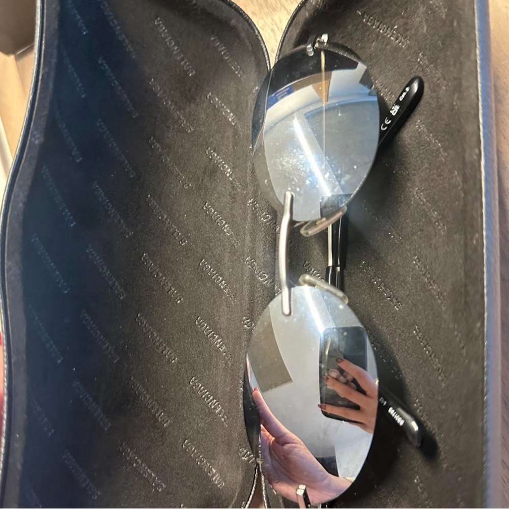 Balenciaga Silver and Black Sunglasses